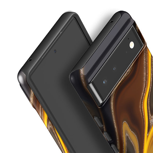 Google phone case-Lava (case does not glitter)-Product Details Raised bevel to protect screen from scratches. Impact resistant polycarbonate shell and shock absorbing inner TPU liner. Secure fit with design wrapping around side of the case and full access to ports. Compatible with Qi-standard wireless charging. Thickness 1/8 inch (3mm), weight 30g. Compatibility See drop down menu for options, please select the right case as we print to order.-Stringberry