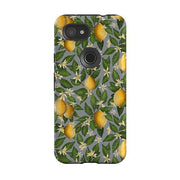 Google phone case-Lemons By Catherine Rowe-Product Details Raised bevel to protect screen from scratches. Impact resistant polycarbonate shell and shock absorbing inner TPU liner. Secure fit with design wrapping around side of the case and full access to ports. Compatible with Qi-standard wireless charging. Thickness 1/8 inch (3mm), weight 30g. Compatibility See drop down menu for options, please select the right case as we print to order.-Stringberry