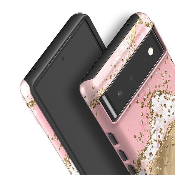 Google phone case-Levadia (case does not glitter)-Product Details Raised bevel to protect screen from scratches. Impact resistant polycarbonate shell and shock absorbing inner TPU liner. Secure fit with design wrapping around side of the case and full access to ports. Compatible with Qi-standard wireless charging. Thickness 1/8 inch (3mm), weight 30g. Compatibility See drop down menu for options, please select the right case as we print to order.-Stringberry
