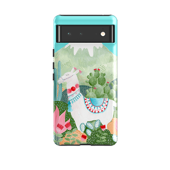 Google phone case-Llama By Bex Parkin-Product Details Raised bevel to protect screen from scratches. Impact resistant polycarbonate shell and shock absorbing inner TPU liner. Secure fit with design wrapping around side of the case and full access to ports. Compatible with Qi-standard wireless charging. Thickness 1/8 inch (3mm), weight 30g. Compatibility See drop down menu for options, please select the right case as we print to order.-Stringberry