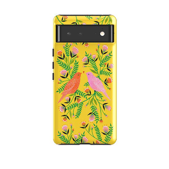 Google phone case-Love Birds By Lee Foster Wilson-Product Details Raised bevel to protect screen from scratches. Impact resistant polycarbonate shell and shock absorbing inner TPU liner. Secure fit with design wrapping around side of the case and full access to ports. Compatible with Qi-standard wireless charging. Thickness 1/8 inch (3mm), weight 30g. Compatibility See drop down menu for options, please select the right case as we print to order.-Stringberry