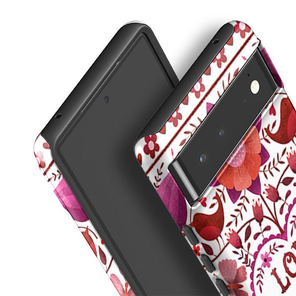 Google phone case-Love Is All You Need By Suzy Taylor-Product Details Raised bevel to protect screen from scratches. Impact resistant polycarbonate shell and shock absorbing inner TPU liner. Secure fit with design wrapping around side of the case and full access to ports. Compatible with Qi-standard wireless charging. Thickness 1/8 inch (3mm), weight 30g. Compatibility See drop down menu for options, please select the right case as we print to order.-Stringberry