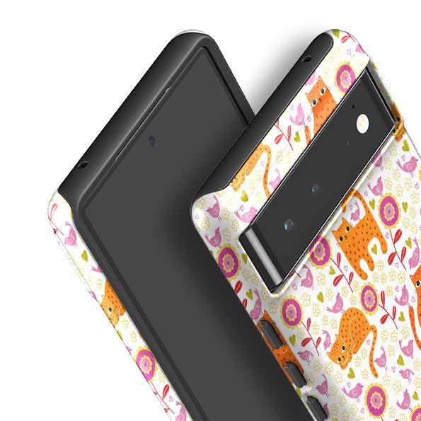 Google phone case-Marmalade Cats By Suzy Taylor-Product Details Raised bevel to protect screen from scratches. Impact resistant polycarbonate shell and shock absorbing inner TPU liner. Secure fit with design wrapping around side of the case and full access to ports. Compatible with Qi-standard wireless charging. Thickness 1/8 inch (3mm), weight 30g. Compatibility See drop down menu for options, please select the right case as we print to order.-Stringberry