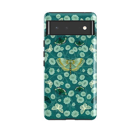 Google phone case-Medium Moth 2 By Katherine Quinn-Product Details Raised bevel to protect screen from scratches. Impact resistant polycarbonate shell and shock absorbing inner TPU liner. Secure fit with design wrapping around side of the case and full access to ports. Compatible with Qi-standard wireless charging. Thickness 1/8 inch (3mm), weight 30g. Compatibility See drop down menu for options, please select the right case as we print to order.-Stringberry