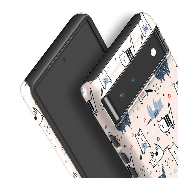 Google phone case-Meowise-Product Details Raised bevel to protect screen from scratches. Impact resistant polycarbonate shell and shock absorbing inner TPU liner. Secure fit with design wrapping around side of the case and full access to ports. Compatible with Qi-standard wireless charging. Thickness 1/8 inch (3mm), weight 30g. Compatibility See drop down menu for options, please select the right case as we print to order.-Stringberry