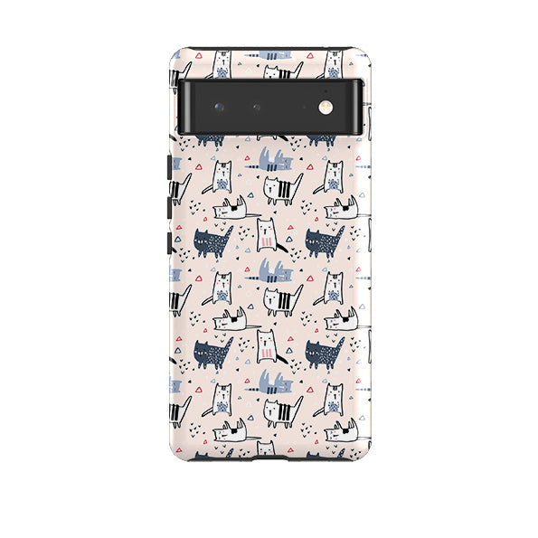 Google phone case-Meowise-Product Details Raised bevel to protect screen from scratches. Impact resistant polycarbonate shell and shock absorbing inner TPU liner. Secure fit with design wrapping around side of the case and full access to ports. Compatible with Qi-standard wireless charging. Thickness 1/8 inch (3mm), weight 30g. Compatibility See drop down menu for options, please select the right case as we print to order.-Stringberry