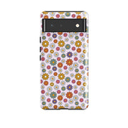 Google phone case-Mixed Daises-Product Details Raised bevel to protect screen from scratches. Impact resistant polycarbonate shell and shock absorbing inner TPU liner. Secure fit with design wrapping around side of the case and full access to ports. Compatible with Qi-standard wireless charging. Thickness 1/8 inch (3mm), weight 30g. Compatibility See drop down menu for options, please select the right case as we print to order.-Stringberry