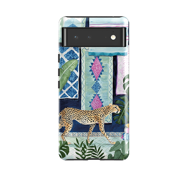 Google phone case-Morocco Cheetah By Bex Parkin-Product Details Raised bevel to protect screen from scratches. Impact resistant polycarbonate shell and shock absorbing inner TPU liner. Secure fit with design wrapping around side of the case and full access to ports. Compatible with Qi-standard wireless charging. Thickness 1/8 inch (3mm), weight 30g. Compatibility See drop down menu for options, please select the right case as we print to order.-Stringberry