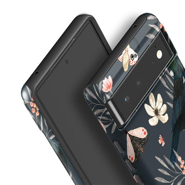 Google phone case-Moths And Tuis By Katherine Quinn-Product Details Raised bevel to protect screen from scratches. Impact resistant polycarbonate shell and shock absorbing inner TPU liner. Secure fit with design wrapping around side of the case and full access to ports. Compatible with Qi-standard wireless charging. Thickness 1/8 inch (3mm), weight 30g. Compatibility See drop down menu for options, please select the right case as we print to order.-Stringberry