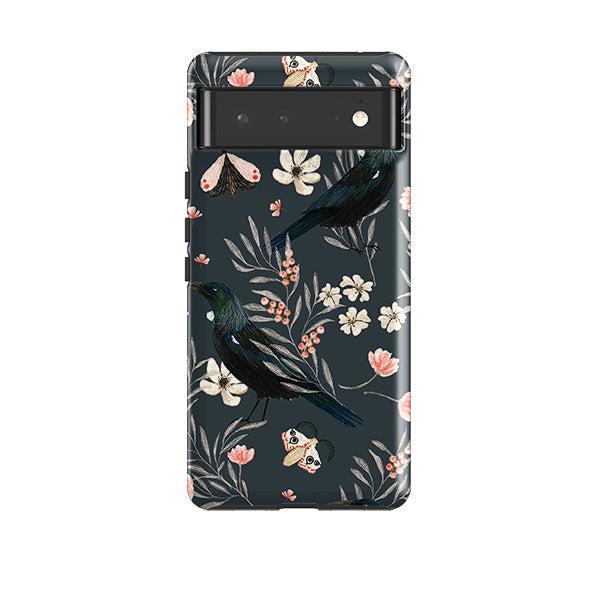Google phone case-Moths And Tuis By Katherine Quinn-Product Details Raised bevel to protect screen from scratches. Impact resistant polycarbonate shell and shock absorbing inner TPU liner. Secure fit with design wrapping around side of the case and full access to ports. Compatible with Qi-standard wireless charging. Thickness 1/8 inch (3mm), weight 30g. Compatibility See drop down menu for options, please select the right case as we print to order.-Stringberry
