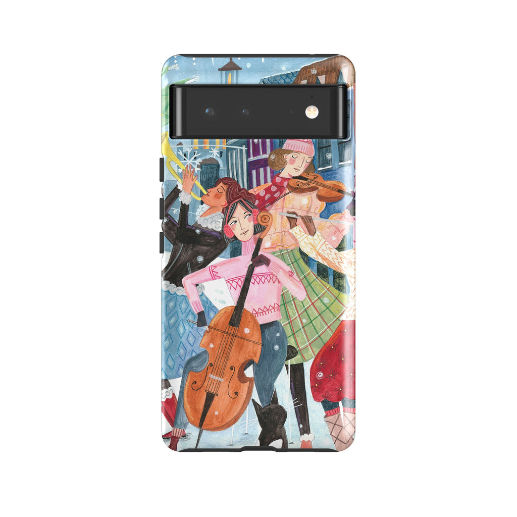 Google phone case-Musical Winter By Caroline Bonne Muller-Product Details Raised bevel to protect screen from scratches. Impact resistant polycarbonate shell and shock absorbing inner TPU liner. Secure fit with design wrapping around side of the case and full access to ports. Compatible with Qi-standard wireless charging. Thickness 1/8 inch (3mm), weight 30g. Compatibility See drop down menu for options, please select the right case as we print to order.-Stringberry