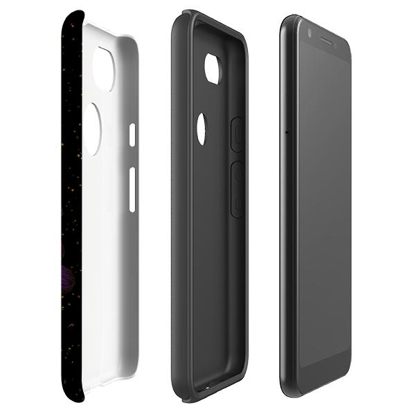 Google phone case-Night Bees-Product Details Raised bevel to protect screen from scratches. Impact resistant polycarbonate shell and shock absorbing inner TPU liner. Secure fit with design wrapping around side of the case and full access to ports. Compatible with Qi-standard wireless charging. Thickness 1/8 inch (3mm), weight 30g. Compatibility See drop down menu for options, please select the right case as we print to order.-Stringberry
