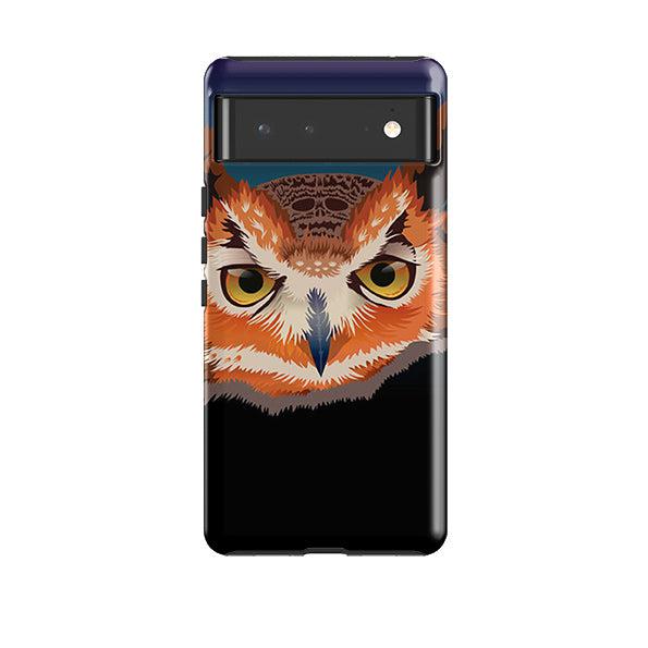 Google phone case-Owl By Mia Underwood-Product Details Raised bevel to protect screen from scratches. Impact resistant polycarbonate shell and shock absorbing inner TPU liner. Secure fit with design wrapping around side of the case and full access to ports. Compatible with Qi-standard wireless charging. Thickness 1/8 inch (3mm), weight 30g. Compatibility See drop down menu for options, please select the right case as we print to order.-Stringberry
