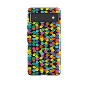 Google phone case-Party Lights By Sarah Campbell-Product Details Raised bevel to protect screen from scratches. Impact resistant polycarbonate shell and shock absorbing inner TPU liner. Secure fit with design wrapping around side of the case and full access to ports. Compatible with Qi-standard wireless charging. Thickness 1/8 inch (3mm), weight 30g. Compatibility See drop down menu for options, please select the right case as we print to order.-Stringberry