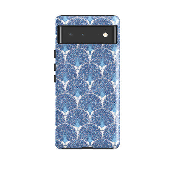 Google phone case-Peacock Blue By Natalie Pedetti Prack-Product Details Raised bevel to protect screen from scratches. Impact resistant polycarbonate shell and shock absorbing inner TPU liner. Secure fit with design wrapping around side of the case and full access to ports. Compatible with Qi-standard wireless charging. Thickness 1/8 inch (3mm), weight 30g. Compatibility See drop down menu for options, please select the right case as we print to order.-Stringberry