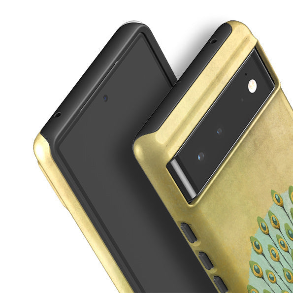 Google phone case-Peacock By Maja Lindberg-Product Details Raised bevel to protect screen from scratches. Impact resistant polycarbonate shell and shock absorbing inner TPU liner. Secure fit with design wrapping around side of the case and full access to ports. Compatible with Qi-standard wireless charging. Thickness 1/8 inch (3mm), weight 30g. Compatibility See drop down menu for options, please select the right case as we print to order.-Stringberry
