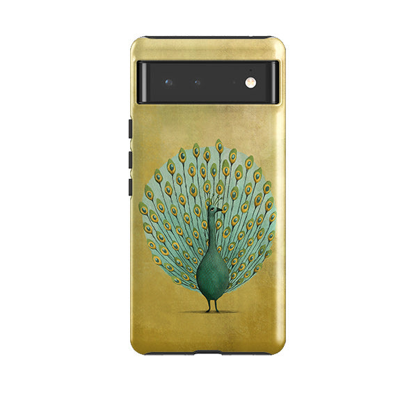Google phone case-Peacock By Maja Lindberg-Product Details Raised bevel to protect screen from scratches. Impact resistant polycarbonate shell and shock absorbing inner TPU liner. Secure fit with design wrapping around side of the case and full access to ports. Compatible with Qi-standard wireless charging. Thickness 1/8 inch (3mm), weight 30g. Compatibility See drop down menu for options, please select the right case as we print to order.-Stringberry