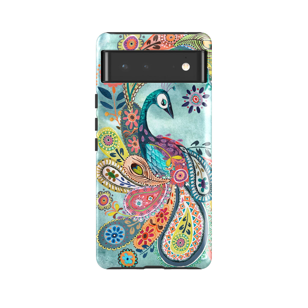 Google phone case-Peacock Dreams By Caroline Bonne Muller-Product Details Raised bevel to protect screen from scratches. Impact resistant polycarbonate shell and shock absorbing inner TPU liner. Secure fit with design wrapping around side of the case and full access to ports. Compatible with Qi-standard wireless charging. Thickness 1/8 inch (3mm), weight 30g. Compatibility See drop down menu for options, please select the right case as we print to order.-Stringberry