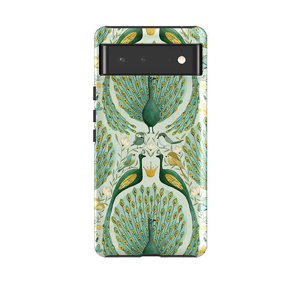 Google phone case-Peacock Pattern By Maja Lindberg-Product Details Raised bevel to protect screen from scratches. Impact resistant polycarbonate shell and shock absorbing inner TPU liner. Secure fit with design wrapping around side of the case and full access to ports. Compatible with Qi-standard wireless charging. Thickness 1/8 inch (3mm), weight 30g. Compatibility See drop down menu for options, please select the right case as we print to order.-Stringberry