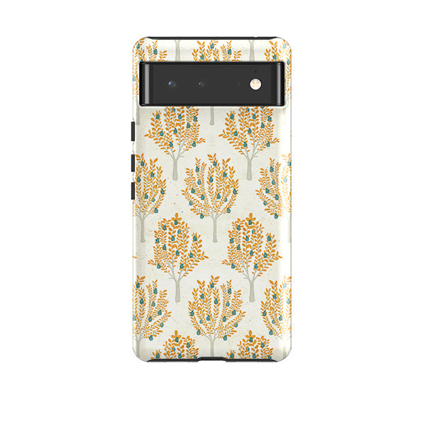 Google phone case-Pear Trees Cream By Katherine Quinn-Product Details Raised bevel to protect screen from scratches. Impact resistant polycarbonate shell and shock absorbing inner TPU liner. Secure fit with design wrapping around side of the case and full access to ports. Compatible with Qi-standard wireless charging. Thickness 1/8 inch (3mm), weight 30g. Compatibility See drop down menu for options, please select the right case as we print to order.-Stringberry
