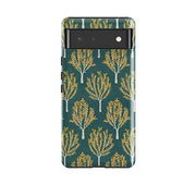 Google phone case-Pear Trees Teal By Katherine Quinn-Product Details Raised bevel to protect screen from scratches. Impact resistant polycarbonate shell and shock absorbing inner TPU liner. Secure fit with design wrapping around side of the case and full access to ports. Compatible with Qi-standard wireless charging. Thickness 1/8 inch (3mm), weight 30g. Compatibility See drop down menu for options, please select the right case as we print to order.-Stringberry