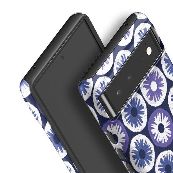 Google phone case-Penny Flowers Blue By Ali Brookes-Product Details Raised bevel to protect screen from scratches. Impact resistant polycarbonate shell and shock absorbing inner TPU liner. Secure fit with design wrapping around side of the case and full access to ports. Compatible with Qi-standard wireless charging. Thickness 1/8 inch (3mm), weight 30g. Compatibility See drop down menu for options, please select the right case as we print to order.-Stringberry