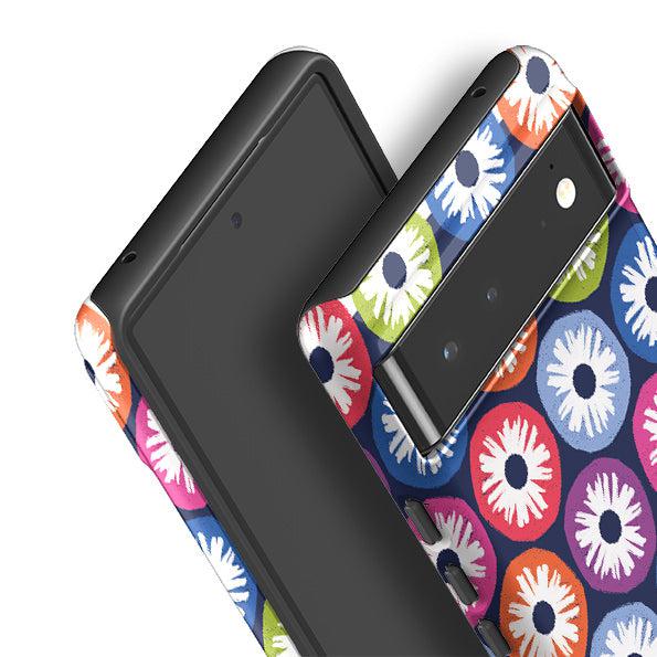 Google phone case-Penny Flowers Dark By Ali Brookes-Product Details Raised bevel to protect screen from scratches. Impact resistant polycarbonate shell and shock absorbing inner TPU liner. Secure fit with design wrapping around side of the case and full access to ports. Compatible with Qi-standard wireless charging. Thickness 1/8 inch (3mm), weight 30g. Compatibility See drop down menu for options, please select the right case as we print to order.-Stringberry