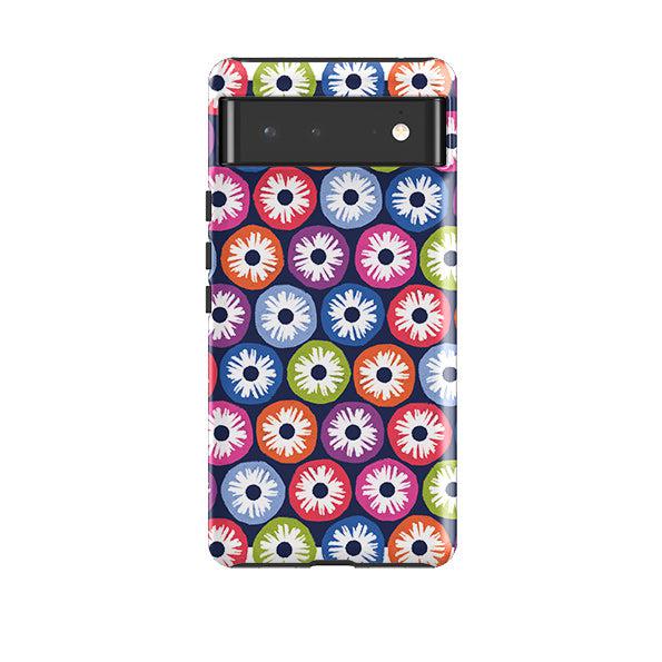 Google phone case-Penny Flowers Dark By Ali Brookes-Product Details Raised bevel to protect screen from scratches. Impact resistant polycarbonate shell and shock absorbing inner TPU liner. Secure fit with design wrapping around side of the case and full access to ports. Compatible with Qi-standard wireless charging. Thickness 1/8 inch (3mm), weight 30g. Compatibility See drop down menu for options, please select the right case as we print to order.-Stringberry
