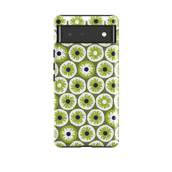 Google phone case-Penny Flowers Green By Ali Brookes-Product Details Raised bevel to protect screen from scratches. Impact resistant polycarbonate shell and shock absorbing inner TPU liner. Secure fit with design wrapping around side of the case and full access to ports. Compatible with Qi-standard wireless charging. Thickness 1/8 inch (3mm), weight 30g. Compatibility See drop down menu for options, please select the right case as we print to order.-Stringberry