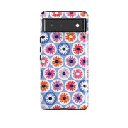 Google phone case-Penny Flowers Light Blue By Ali Brookes-Product Details Raised bevel to protect screen from scratches. Impact resistant polycarbonate shell and shock absorbing inner TPU liner. Secure fit with design wrapping around side of the case and full access to ports. Compatible with Qi-standard wireless charging. Thickness 1/8 inch (3mm), weight 30g. Compatibility See drop down menu for options, please select the right case as we print to order.-Stringberry