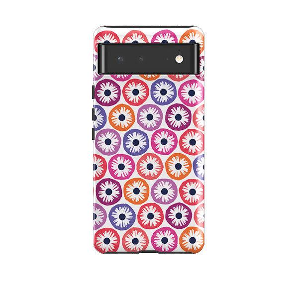 Google phone case-Penny Flowers Light By Ali Brookes-Product Details Raised bevel to protect screen from scratches. Impact resistant polycarbonate shell and shock absorbing inner TPU liner. Secure fit with design wrapping around side of the case and full access to ports. Compatible with Qi-standard wireless charging. Thickness 1/8 inch (3mm), weight 30g. Compatibility See drop down menu for options, please select the right case as we print to order.-Stringberry