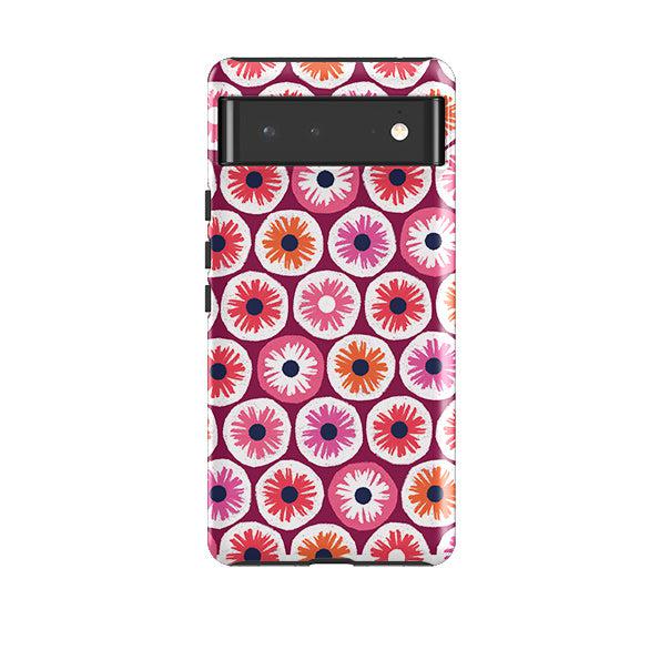 Google phone case-Penny Flowers Red By Ali Brookes-Product Details Raised bevel to protect screen from scratches. Impact resistant polycarbonate shell and shock absorbing inner TPU liner. Secure fit with design wrapping around side of the case and full access to ports. Compatible with Qi-standard wireless charging. Thickness 1/8 inch (3mm), weight 30g. Compatibility See drop down menu for options, please select the right case as we print to order.-Stringberry