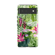 Google phone case-Pink Botanical By Bex Parkin-Product Details Raised bevel to protect screen from scratches. Impact resistant polycarbonate shell and shock absorbing inner TPU liner. Secure fit with design wrapping around side of the case and full access to ports. Compatible with Qi-standard wireless charging. Thickness 1/8 inch (3mm), weight 30g. Compatibility See drop down menu for options, please select the right case as we print to order.-Stringberry