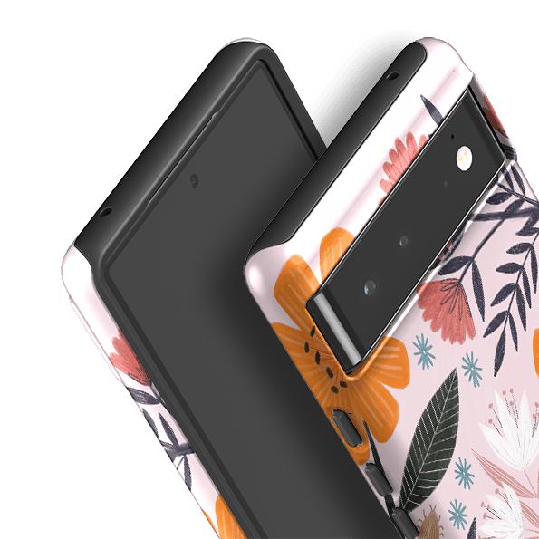 Google phone case-Pink Horse Floral By Lee Foster Wilson-Product Details Raised bevel to protect screen from scratches. Impact resistant polycarbonate shell and shock absorbing inner TPU liner. Secure fit with design wrapping around side of the case and full access to ports. Compatible with Qi-standard wireless charging. Thickness 1/8 inch (3mm), weight 30g. Compatibility See drop down menu for options, please select the right case as we print to order.-Stringberry