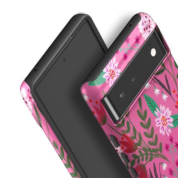 Google phone case-Pink Sunset By Lee Foster Wilson-Product Details Raised bevel to protect screen from scratches. Impact resistant polycarbonate shell and shock absorbing inner TPU liner. Secure fit with design wrapping around side of the case and full access to ports. Compatible with Qi-standard wireless charging. Thickness 1/8 inch (3mm), weight 30g. Compatibility See drop down menu for options, please select the right case as we print to order.-Stringberry