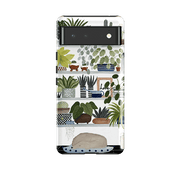 Google phone case-Plant Shelves By Bex Parkin-Product Details Raised bevel to protect screen from scratches. Impact resistant polycarbonate shell and shock absorbing inner TPU liner. Secure fit with design wrapping around side of the case and full access to ports. Compatible with Qi-standard wireless charging. Thickness 1/8 inch (3mm), weight 30g. Compatibility See drop down menu for options, please select the right case as we print to order.-Stringberry