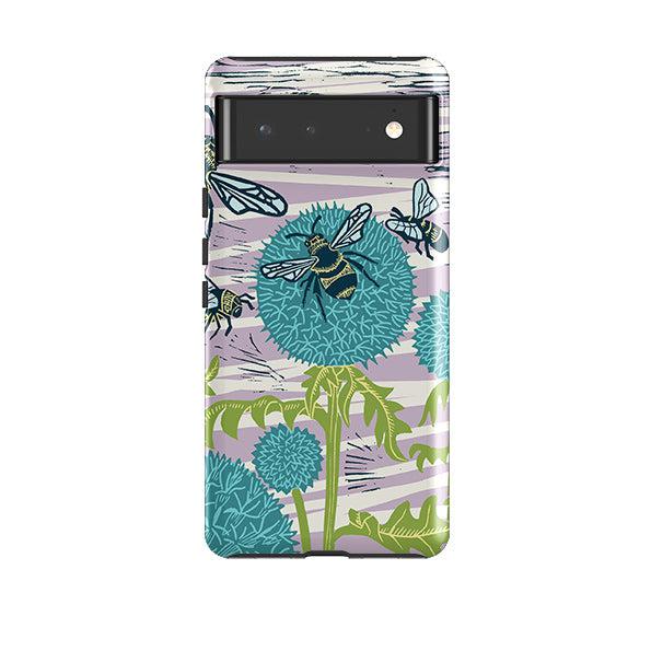 Google phone case-Pollinating Bees By Kate Heiss-Product Details Raised bevel to protect screen from scratches. Impact resistant polycarbonate shell and shock absorbing inner TPU liner. Secure fit with design wrapping around side of the case and full access to ports. Compatible with Qi-standard wireless charging. Thickness 1/8 inch (3mm), weight 30g. Compatibility See drop down menu for options, please select the right case as we print to order.-Stringberry