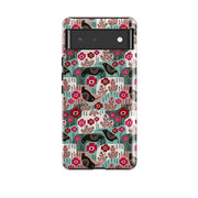 Google phone case-Poppies And Crow By Suzy Taylor-Product Details Raised bevel to protect screen from scratches. Impact resistant polycarbonate shell and shock absorbing inner TPU liner. Secure fit with design wrapping around side of the case and full access to ports. Compatible with Qi-standard wireless charging. Thickness 1/8 inch (3mm), weight 30g. Compatibility See drop down menu for options, please select the right case as we print to order.-Stringberry