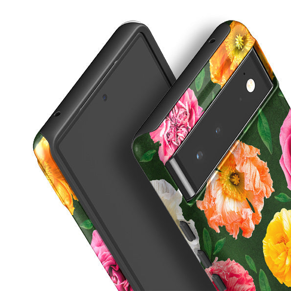 Google phone case-Poppy Love Dark-Product Details Raised bevel to protect screen from scratches. Impact resistant polycarbonate shell and shock absorbing inner TPU liner. Secure fit with design wrapping around side of the case and full access to ports. Compatible with Qi-standard wireless charging. Thickness 1/8 inch (3mm), weight 30g. Compatibility See drop down menu for options, please select the right case as we print to order.-Stringberry
