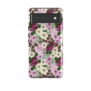Google phone case-Purple Flowers By Bex Parkin-Product Details Raised bevel to protect screen from scratches. Impact resistant polycarbonate shell and shock absorbing inner TPU liner. Secure fit with design wrapping around side of the case and full access to ports. Compatible with Qi-standard wireless charging. Thickness 1/8 inch (3mm), weight 30g. Compatibility See drop down menu for options, please select the right case as we print to order.-Stringberry