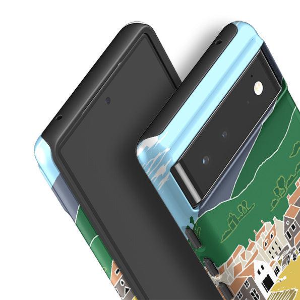 Google phone case-Quaint Harbour By kate Heiss-Product Details Raised bevel to protect screen from scratches. Impact resistant polycarbonate shell and shock absorbing inner TPU liner. Secure fit with design wrapping around side of the case and full access to ports. Compatible with Qi-standard wireless charging. Thickness 1/8 inch (3mm), weight 30g. Compatibility See drop down menu for options, please select the right case as we print to order.-Stringberry