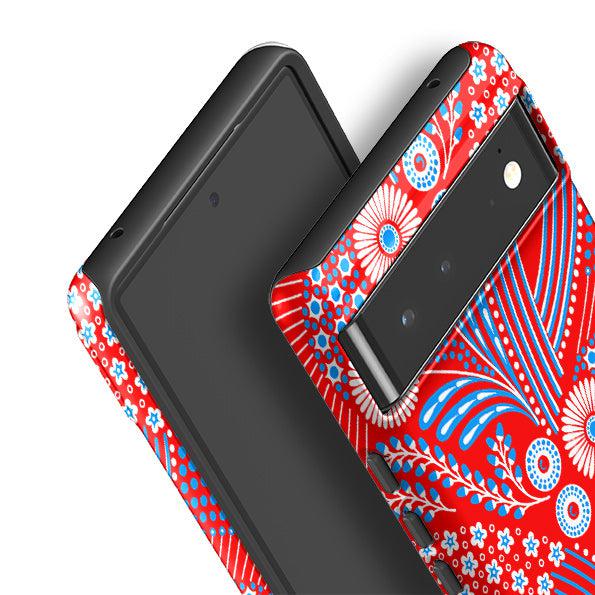 Google phone case-Red Bouquet By Cressida Bell-Product Details Raised bevel to protect screen from scratches. Impact resistant polycarbonate shell and shock absorbing inner TPU liner. Secure fit with design wrapping around side of the case and full access to ports. Compatible with Qi-standard wireless charging. Thickness 1/8 inch (3mm), weight 30g. Compatibility See drop down menu for options, please select the right case as we print to order.-Stringberry