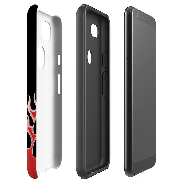 Google phone case-Red Flames-Product Details Raised bevel to protect screen from scratches. Impact resistant polycarbonate shell and shock absorbing inner TPU liner. Secure fit with design wrapping around side of the case and full access to ports. Compatible with Qi-standard wireless charging. Thickness 1/8 inch (3mm), weight 30g. Compatibility See drop down menu for options, please select the right case as we print to order.-Stringberry