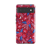 Google phone case-Red Moon Garden By Lee Foster Wilson-Product Details Raised bevel to protect screen from scratches. Impact resistant polycarbonate shell and shock absorbing inner TPU liner. Secure fit with design wrapping around side of the case and full access to ports. Compatible with Qi-standard wireless charging. Thickness 1/8 inch (3mm), weight 30g. Compatibility See drop down menu for options, please select the right case as we print to order.-Stringberry