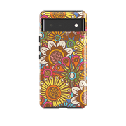 Google phone case-Retro Posy Brights By Amelia Bowman-Product Details Raised bevel to protect screen from scratches. Impact resistant polycarbonate shell and shock absorbing inner TPU liner. Secure fit with design wrapping around side of the case and full access to ports. Compatible with Qi-standard wireless charging. Thickness 1/8 inch (3mm), weight 30g. Compatibility See drop down menu for options, please select the right case as we print to order.-Stringberry