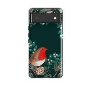 Google phone case-Robin Pine Cones By Bex Parkin-Product Details Raised bevel to protect screen from scratches. Impact resistant polycarbonate shell and shock absorbing inner TPU liner. Secure fit with design wrapping around side of the case and full access to ports. Compatible with Qi-standard wireless charging. Thickness 1/8 inch (3mm), weight 30g. Compatibility See drop down menu for options, please select the right case as we print to order.-Stringberry
