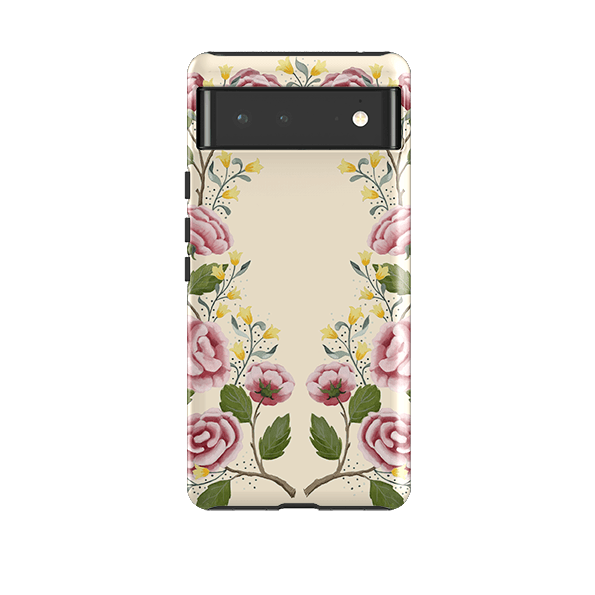 Google phone case-Roses By Bex Parkin-Product Details Raised bevel to protect screen from scratches. Impact resistant polycarbonate shell and shock absorbing inner TPU liner. Secure fit with design wrapping around side of the case and full access to ports. Compatible with Qi-standard wireless charging. Thickness 1/8 inch (3mm), weight 30g. Compatibility See drop down menu for options, please select the right case as we print to order.-Stringberry