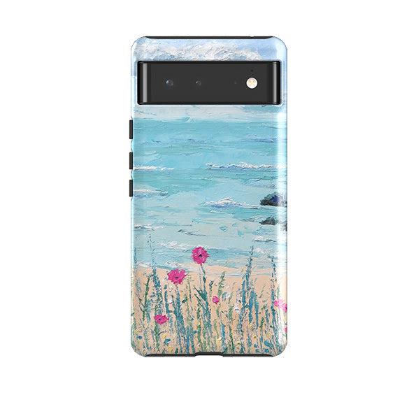 Google phone case-Seascape By Mary Stubberfield-Product Details Raised bevel to protect screen from scratches. Impact resistant polycarbonate shell and shock absorbing inner TPU liner. Secure fit with design wrapping around side of the case and full access to ports. Compatible with Qi-standard wireless charging. Thickness 1/8 inch (3mm), weight 30g. Compatibility See drop down menu for options, please select the right case as we print to order.-Stringberry