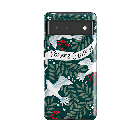 Google phone case-Seasons Greetings By Bex Parkin-Product Details Raised bevel to protect screen from scratches. Impact resistant polycarbonate shell and shock absorbing inner TPU liner. Secure fit with design wrapping around side of the case and full access to ports. Compatible with Qi-standard wireless charging. Thickness 1/8 inch (3mm), weight 30g. Compatibility See drop down menu for options, please select the right case as we print to order.-Stringberry
