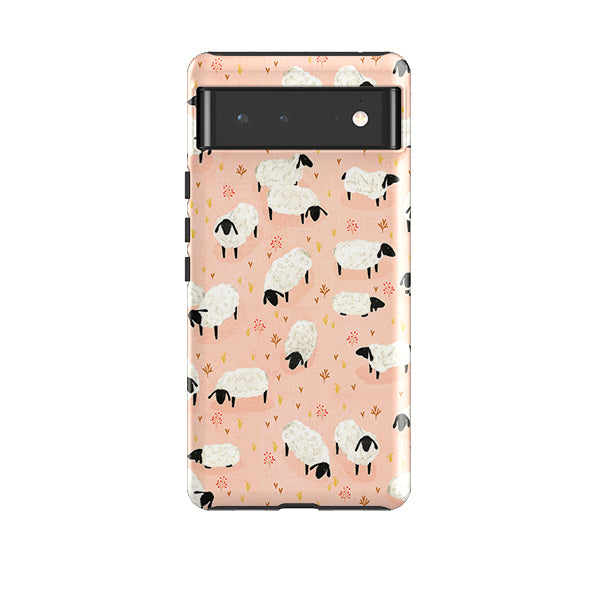 Google phone case-Sheep Pink By Katherine Quinn-Product Details Raised bevel to protect screen from scratches. Impact resistant polycarbonate shell and shock absorbing inner TPU liner. Secure fit with design wrapping around side of the case and full access to ports. Compatible with Qi-standard wireless charging. Thickness 1/8 inch (3mm), weight 30g. Compatibility See drop down menu for options, please select the right case as we print to order.-Stringberry